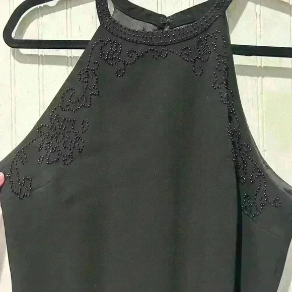 Vintage y2k style midi halter dress with black floral beading women’s size 10 - Picture 5 of 6